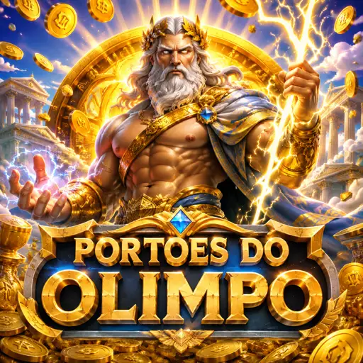 Capa oficial do jogo Gates of Olympus com Zeus e a grade 6x5