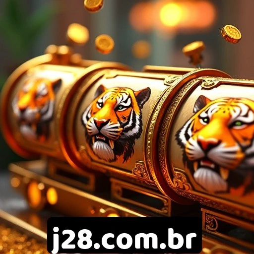 Interface da plataforma de apostas J28 em tela escura com detalhes dourados